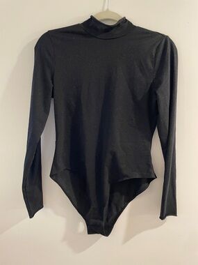 Black Long-Sleeve Mock Neck Bodysuit